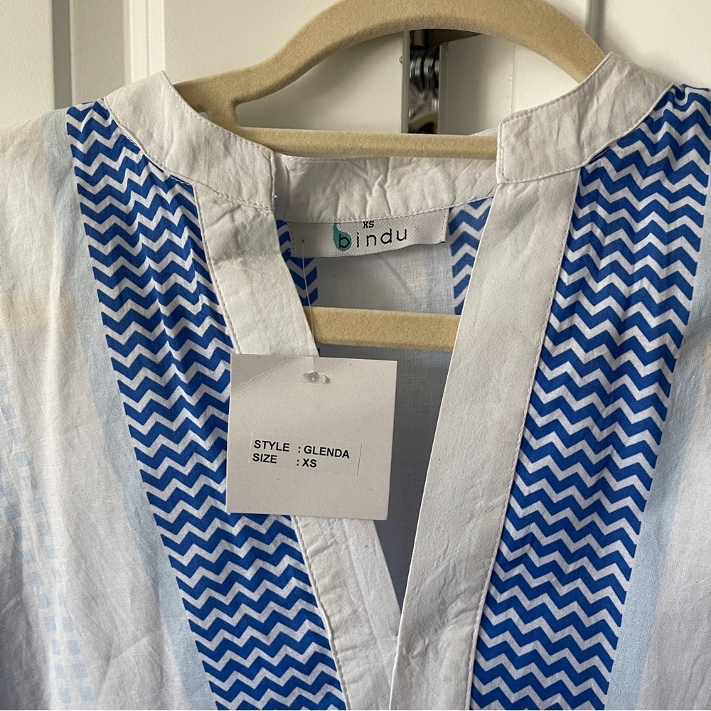 NWT Bindu Glenda Blue White Dress - Picture 3 of 5